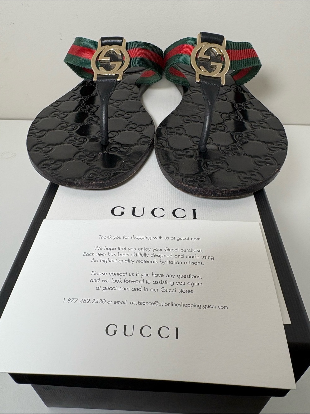 Gucci Thong Sandals w/Red and Green
Web